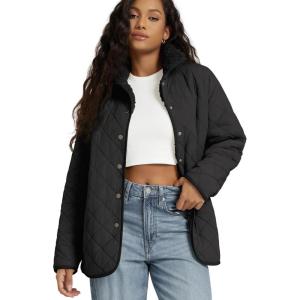 image:imageODODOS Womens Sherpa Lined Insulated Jacket Snap Front Long Sleeve Coat Winter Warm Outerwear with PocketsBlack