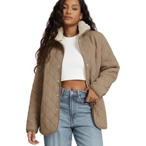 image:imageODODOS Womens Sherpa Lined Insulated Jacket Snap Front Long Sleeve Coat Winter Warm Outerwear with PocketsLight Brown