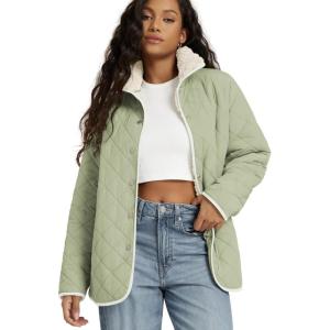 image:imageODODOS Womens Sherpa Lined Insulated Jacket Snap Front Long Sleeve Coat Winter Warm Outerwear with PocketsTender Greens