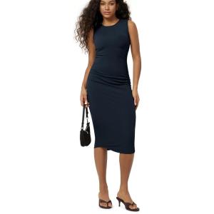 image:imageODODOS Womens Side Shirred Midi Tank Dress Cloud Feeling Crewneck Sleeveless Bodycon DressDeep Navy