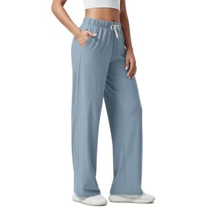 image:imageODODOS Womens Straight Leg Pants Ultra Soft odSTRATUM Tech Relaxed Casual Pajama Lounge Pants with Pockets272931 InseamDusty Blue Heather