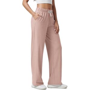 image:imageODODOS Womens Straight Leg Pants Ultra Soft odSTRATUM Tech Relaxed Casual Pajama Lounge Pants with Pockets272931 InseamRose Pink Heather