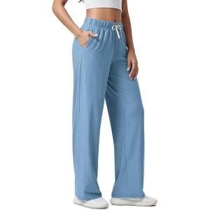 image:imageODODOS Womens Straight Leg Pants Ultra Soft odSTRATUM Tech Relaxed Casual Pajama Lounge Pants with Pockets272931 InseamWashed Denim Heather