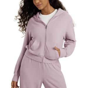 image:imageODODOS Womens Stretch Fleece Full Zip Hoodie UltraSoft Cozy Warm Long Sleeve Cropped Jacket with PocketsOrchid Tint