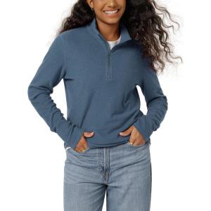 image:imageODODOS Womens Stretch Fleece HalfZip Sweatshirts  Ultra Soft Cozy Warm Long Sleeve Mock Neck Pullover TopsBijou Blue Heather