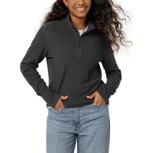 image:imageODODOS Womens Stretch Fleece HalfZip Sweatshirts  Ultra Soft Cozy Warm Long Sleeve Mock Neck Pullover TopsCharcoal Heather