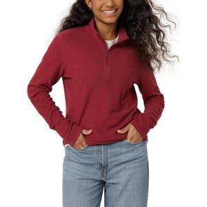 image:imageODODOS Womens Stretch Fleece HalfZip Sweatshirts  Ultra Soft Cozy Warm Long Sleeve Mock Neck Pullover TopsSalsa Heather