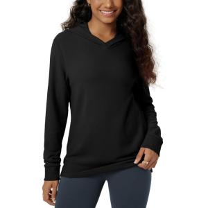 image:imageODODOS Womens Stretch Fleece Hoodies UltraSoft Cozy Warm Essential Pullover Long Sleeve Top Hooded SweatshirtsBlack