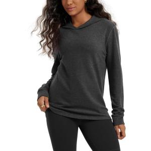 image:imageODODOS Womens Stretch Fleece Hoodies UltraSoft Cozy Warm Essential Pullover Long Sleeve Top Hooded SweatshirtsCharcoal Heather