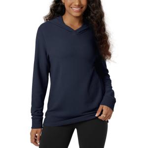 image:imageODODOS Womens Stretch Fleece Hoodies UltraSoft Cozy Warm Essential Pullover Long Sleeve Top Hooded SweatshirtsNavy