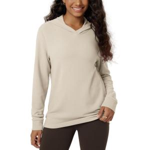 image:imageODODOS Womens Stretch Fleece Hoodies UltraSoft Cozy Warm Essential Pullover Long Sleeve Top Hooded SweatshirtsOatmeal