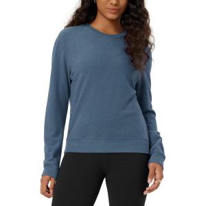 image:imageODODOS Womens Stretch Fleece Long Sleeve Sweatshirts  UltraSoft Cozy Warm Crewneck Pullover TopsBijou Blue Heather