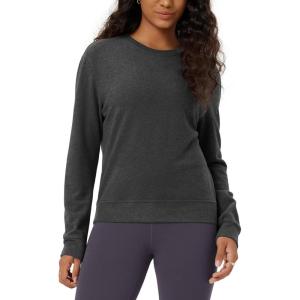 image:imageODODOS Womens Stretch Fleece Long Sleeve Sweatshirts  UltraSoft Cozy Warm Crewneck Pullover TopsCharcoal Heather