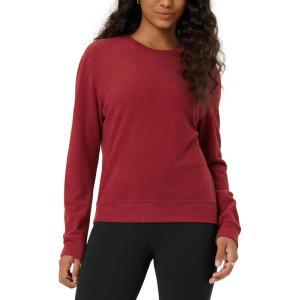 image:imageODODOS Womens Stretch Fleece Long Sleeve Sweatshirts  UltraSoft Cozy Warm Crewneck Pullover TopsSalsa Heather