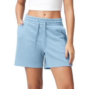 image:imageODODOS Womens Sweat Shorts 5 Cotton French Terry High Waist Workout Casual Lounge Shorts with PocketsAir Blue