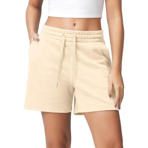 image:imageODODOS Womens Sweat Shorts 5 Cotton French Terry High Waist Workout Casual Lounge Shorts with PocketsBeige