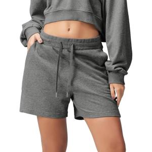 image:imageODODOS Womens Sweat Shorts 5 Cotton French Terry High Waist Workout Casual Lounge Shorts with PocketsCharcoal Heather