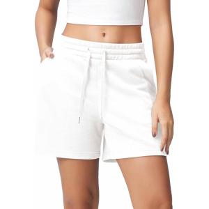 image:imageODODOS Womens Sweat Shorts 5 Cotton French Terry High Waist Workout Casual Lounge Shorts with PocketsWhite