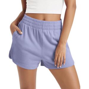 image:imageODODOS Womens Sweat Shorts Cotton French Terry Curved Hem Workout Casual Relaxed Lounge Shorts with PocketsJacaranda
