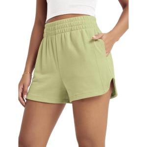image:imageODODOS Womens Sweat Shorts Cotton French Terry Curved Hem Workout Casual Relaxed Lounge Shorts with PocketsMoss Green