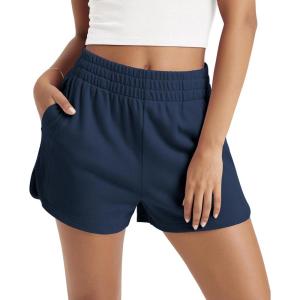 image:imageODODOS Womens Sweat Shorts Cotton French Terry Curved Hem Workout Casual Relaxed Lounge Shorts with PocketsNavy