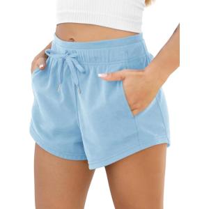 image:imageODODOS Womens Sweat Shorts with Pockets Cotton French Terry Drawstring Summer Workout Casual Lounge ShortsAir Blue