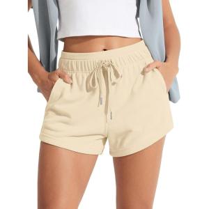 image:imageODODOS Womens Sweat Shorts with Pockets Cotton French Terry Drawstring Summer Workout Casual Lounge ShortsBeige