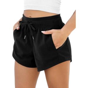 image:imageODODOS Womens Sweat Shorts with Pockets Cotton French Terry Drawstring Summer Workout Casual Lounge ShortsBlack