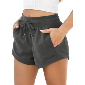 image:imageODODOS Womens Sweat Shorts with Pockets Cotton French Terry Drawstring Summer Workout Casual Lounge ShortsCharcoal