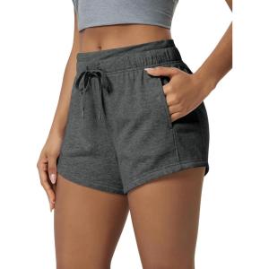 image:imageODODOS Womens Sweat Shorts with Pockets Cotton French Terry Drawstring Summer Workout Casual Lounge ShortsCharcoal Heather