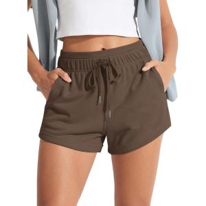 image:imageODODOS Womens Sweat Shorts with Pockets Cotton French Terry Drawstring Summer Workout Casual Lounge ShortsCoffee