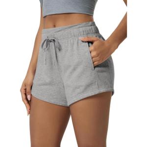 image:imageODODOS Womens Sweat Shorts with Pockets Cotton French Terry Drawstring Summer Workout Casual Lounge ShortsGrey Heather