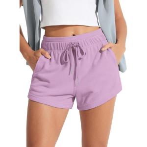 image:imageODODOS Womens Sweat Shorts with Pockets Cotton French Terry Drawstring Summer Workout Casual Lounge ShortsLilac