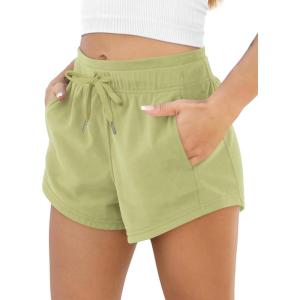 image:imageODODOS Womens Sweat Shorts with Pockets Cotton French Terry Drawstring Summer Workout Casual Lounge ShortsMoss Green
