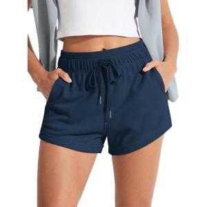 image:imageODODOS Womens Sweat Shorts with Pockets Cotton French Terry Drawstring Summer Workout Casual Lounge ShortsNavy