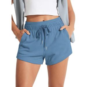 image:imageODODOS Womens Sweat Shorts with Pockets Cotton French Terry Drawstring Summer Workout Casual Lounge ShortsSteel Blue