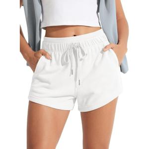image:imageODODOS Womens Sweat Shorts with Pockets Cotton French Terry Drawstring Summer Workout Casual Lounge ShortsWhite