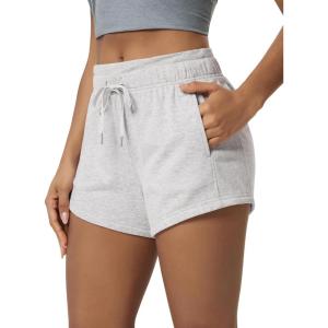 image:imageODODOS Womens Sweat Shorts with Pockets Cotton French Terry Drawstring Summer Workout Casual Lounge ShortsWhite Heather