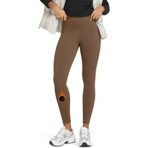 image:imageODODOS Womens Thermal Bonded Fleece Lined Leggings  Thick Warm Winter High Waisted Yoga Pants with Back Pocket  25  28Chocolate