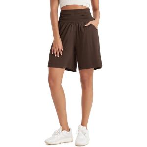 image:imageODODOS Womens Wide Leg Lounge Shorts with Pockets Lightweight Soft Relaxed Casual Pajama Bottom8 10 InseamChocolate