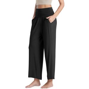 image:imageODODOS Womens Wide Leg Palazzo Lounge Pants with Pockets Light Weight Loose Comfy Casual Pajama Pants26283032 InseamBlack