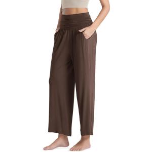image:imageODODOS Womens Wide Leg Palazzo Lounge Pants with Pockets Light Weight Loose Comfy Casual Pajama Pants26283032 InseamChocolate
