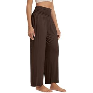 image:imageODODOS Womens Wide Leg Palazzo Lounge Pants with Pockets Light Weight Loose Comfy Casual Pajama Pants26283032 InseamChocolateno Pocket