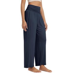 image:imageODODOS Womens Wide Leg Palazzo Lounge Pants with Pockets Light Weight Loose Comfy Casual Pajama Pants26283032 InseamMidnightno Pocket