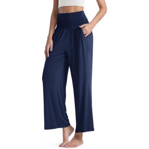 image:imageODODOS Womens Wide Leg Palazzo Lounge Pants with Pockets Light Weight Loose Comfy Casual Pajama Pants26283032 InseamNavy