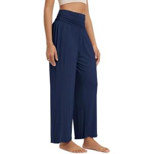 image:imageODODOS Womens Wide Leg Palazzo Lounge Pants with Pockets Light Weight Loose Comfy Casual Pajama Pants26283032 InseamNavyno Pocket
