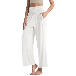 image:imageODODOS Womens Wide Leg Palazzo Lounge Pants with Pockets Light Weight Loose Comfy Casual Pajama Pants26283032 InseamOffwhite