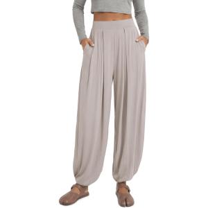 image:imageODODOS Womens Wide Leg Pants with Pockets Lightweight Loose Draped Casual Palazzo Lounge Pajama Harem PantsLight Beige