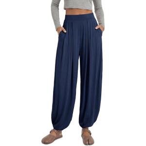image:imageODODOS Womens Wide Leg Pants with Pockets Lightweight Loose Draped Casual Palazzo Lounge Pajama Harem PantsNavy