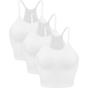 image:imageODODOS Womens Crop 3Pack Seamless RibKnit Camisole Crop Tank TopsWhite3 Pack